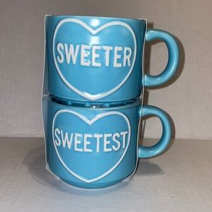 “Sweeter” + “Sweetest” stackable mugs (Set of 2). NIB
